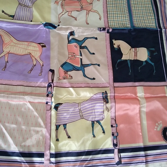 Fashion Scarf Soft Satin Ponies Horses Design - Picture 5 of 9